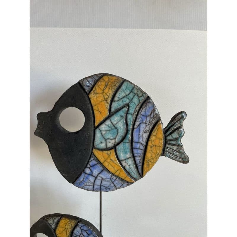 Banc de Poissons "Rigolos"Colorés Céramique Raku — 2