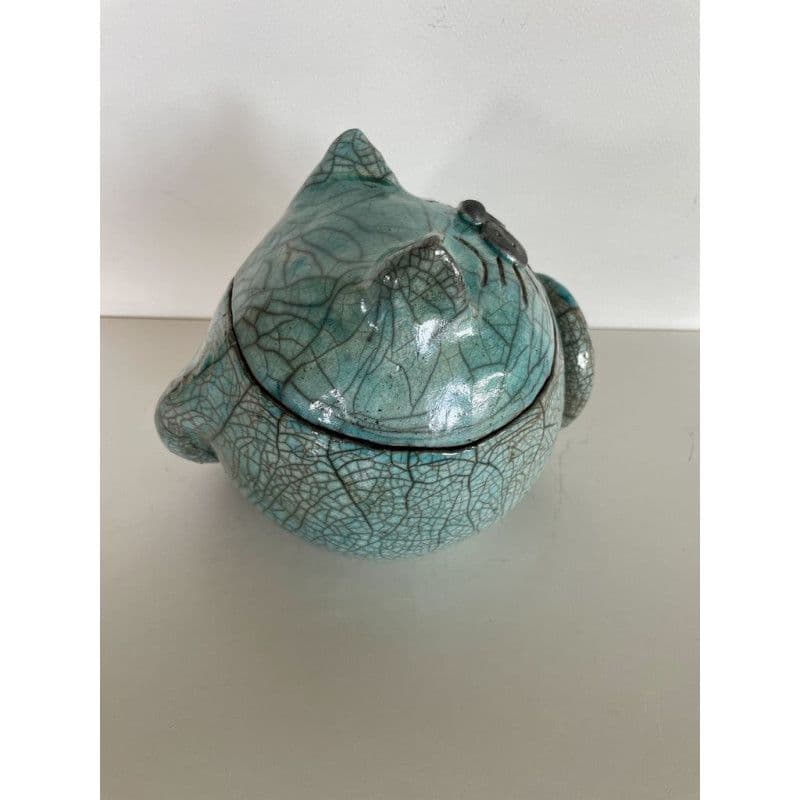 Boîte Chat Bleue Céramique Raku — 6