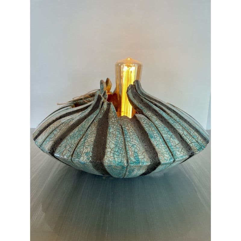 Lampe "Lunaire" Céramique Raku Bleu/Vert — 1