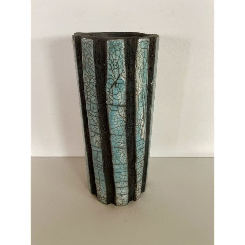 Vase Céramique Raku "Lave" Turquoise — 3