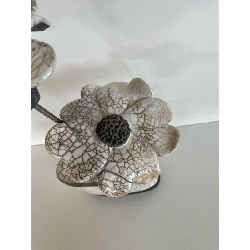 Vase "Bouteille" et ses fleurs Céramique Raku — 5