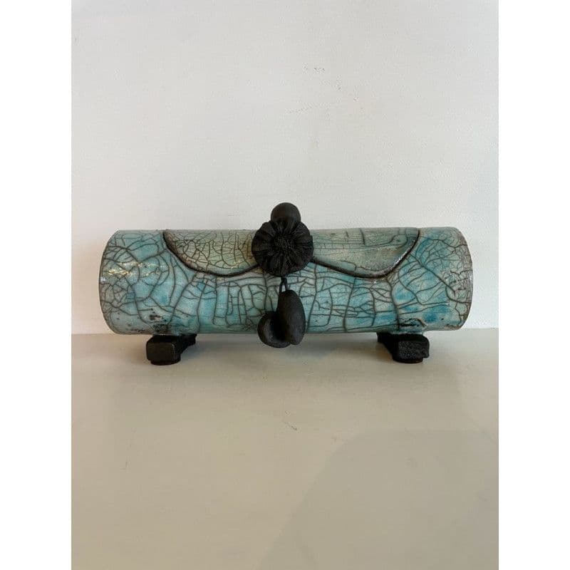 Lagon" box blue/green Raku ceramic — 1