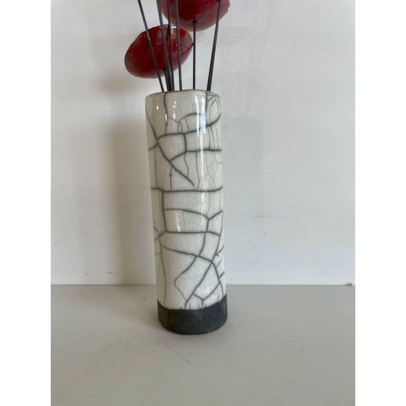 Vase Contemporain avec ses Fleurs Céramique Raku — 8