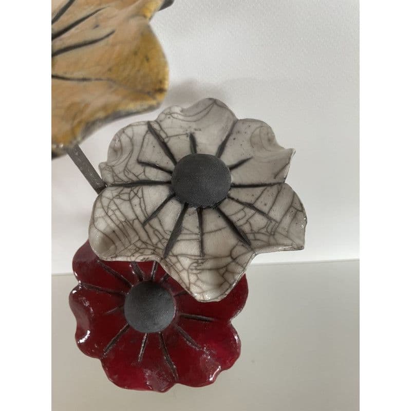 Raku Ceramic Vase and its 3 flowers — 7