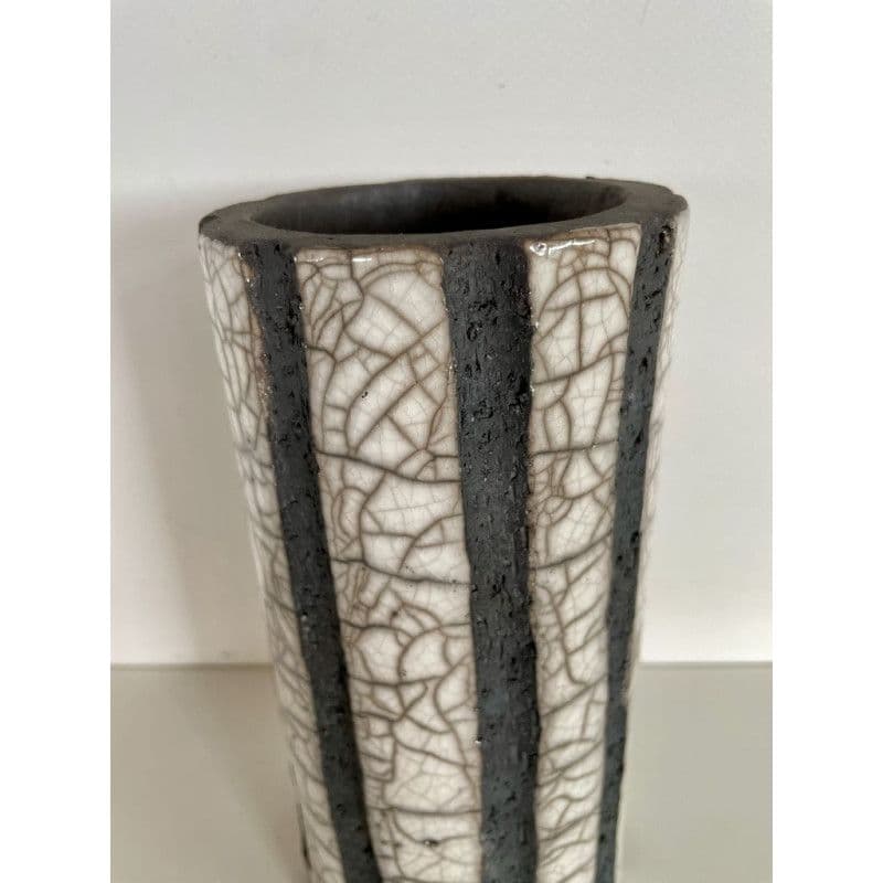"Volcanic lava" White Raku ceramic vase — 5