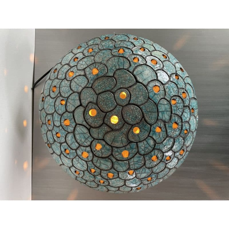 Lampe "Astre" Céramique Raku Bleu — 6