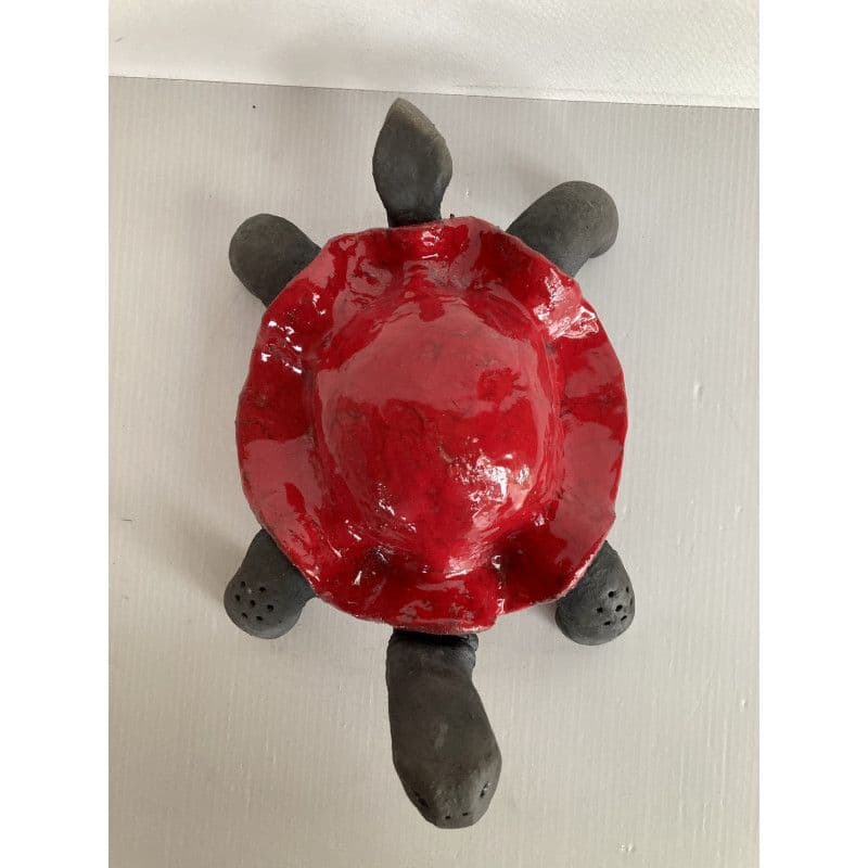 Tortue en céramique raku rouge — 3