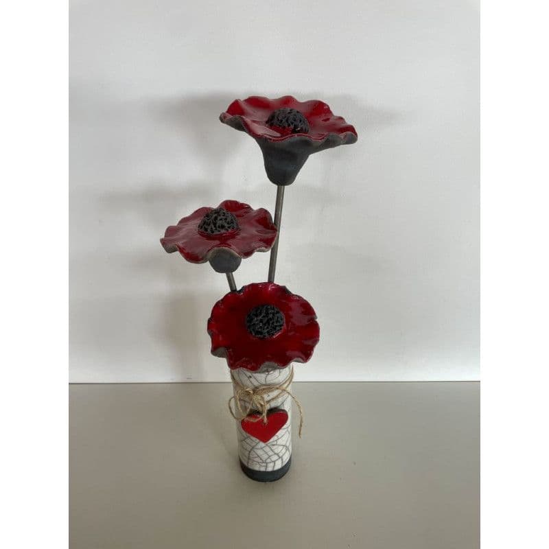Soliflore et ses Coquelicots Céramique Raku — 1