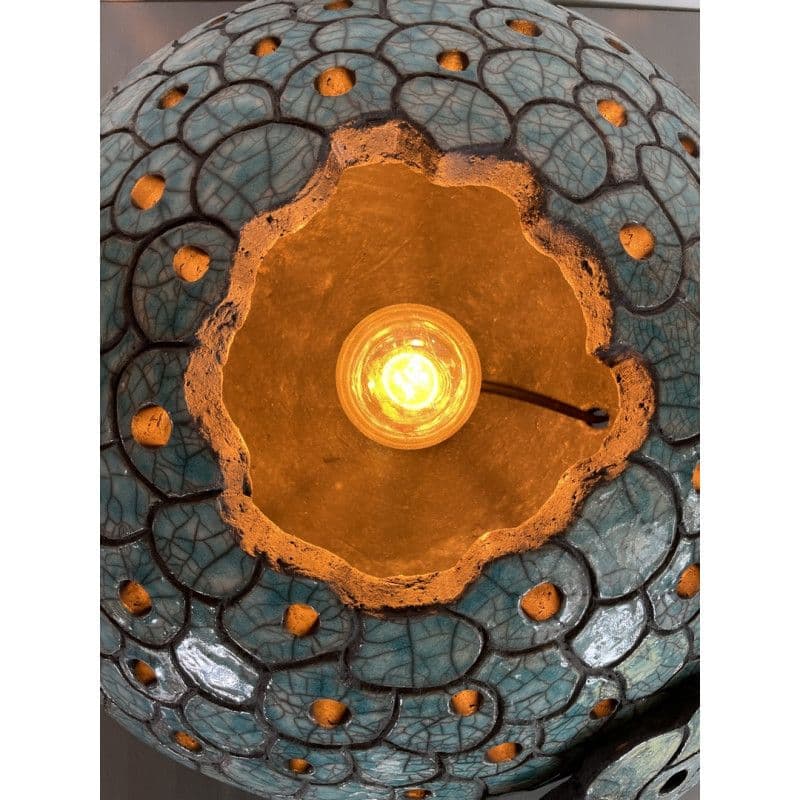 Lampe "Astre" Céramique Raku Bleu — 8