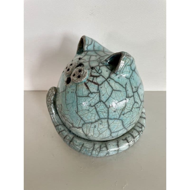 Chat "Cachou" Bleu Céramique Raku — 8