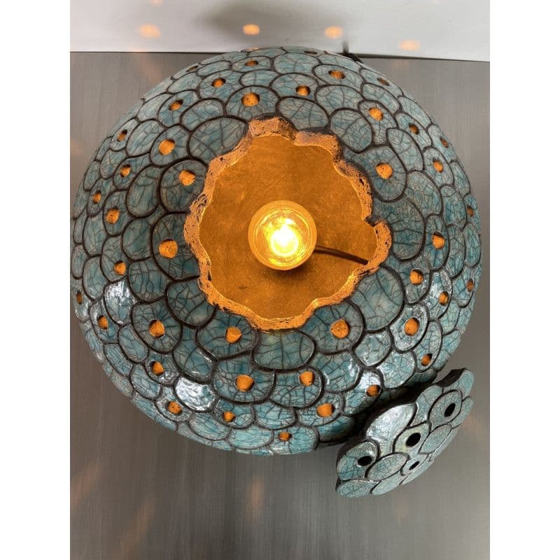Lampe "Astre" Céramique Raku Bleu — 7