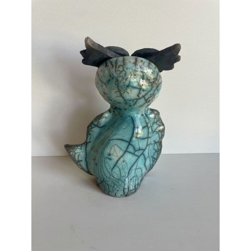 Chouette Turquoise Céramique Raku — 5