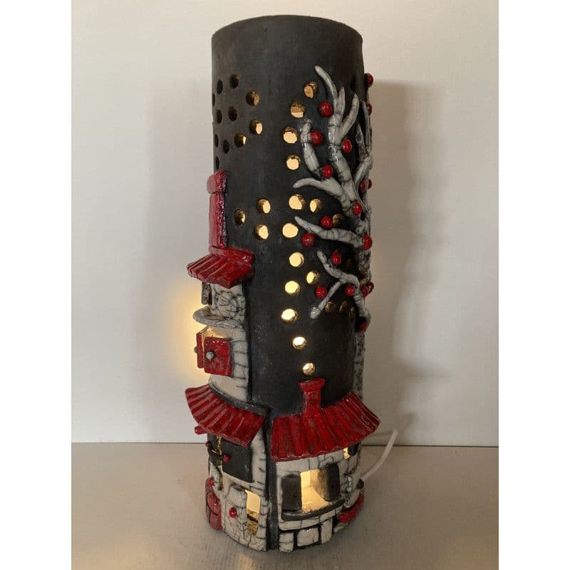 Raku Ceramic Village Lamp — 1