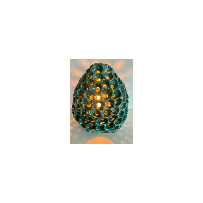 Lampe Anémone Bleue Turquoise Céramique Raku — 4