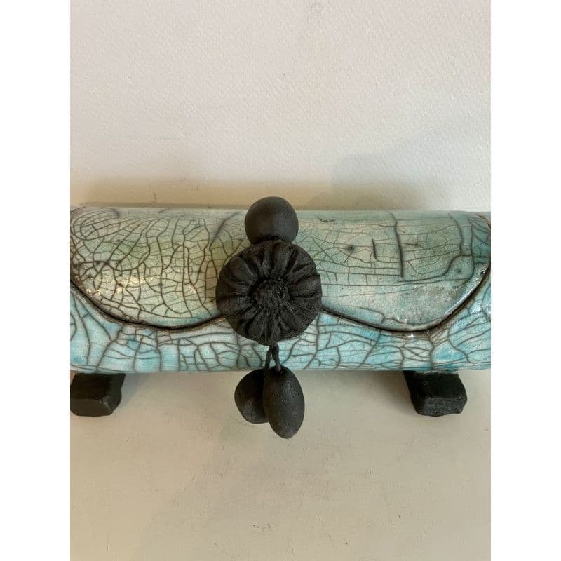 Lagon" box blue/green Raku ceramic — 6