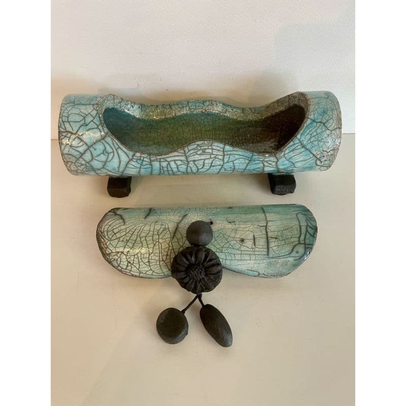 Lagon" box blue/green Raku ceramic — 7