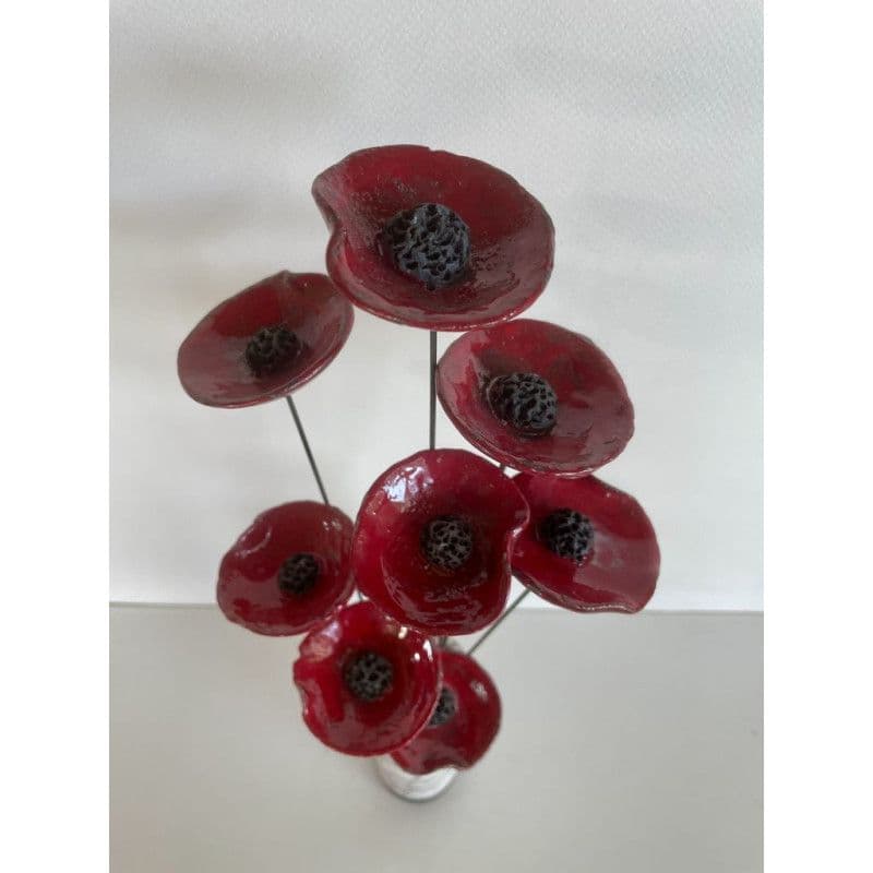 Vase Contemporain avec ses Fleurs Céramique Raku — 1