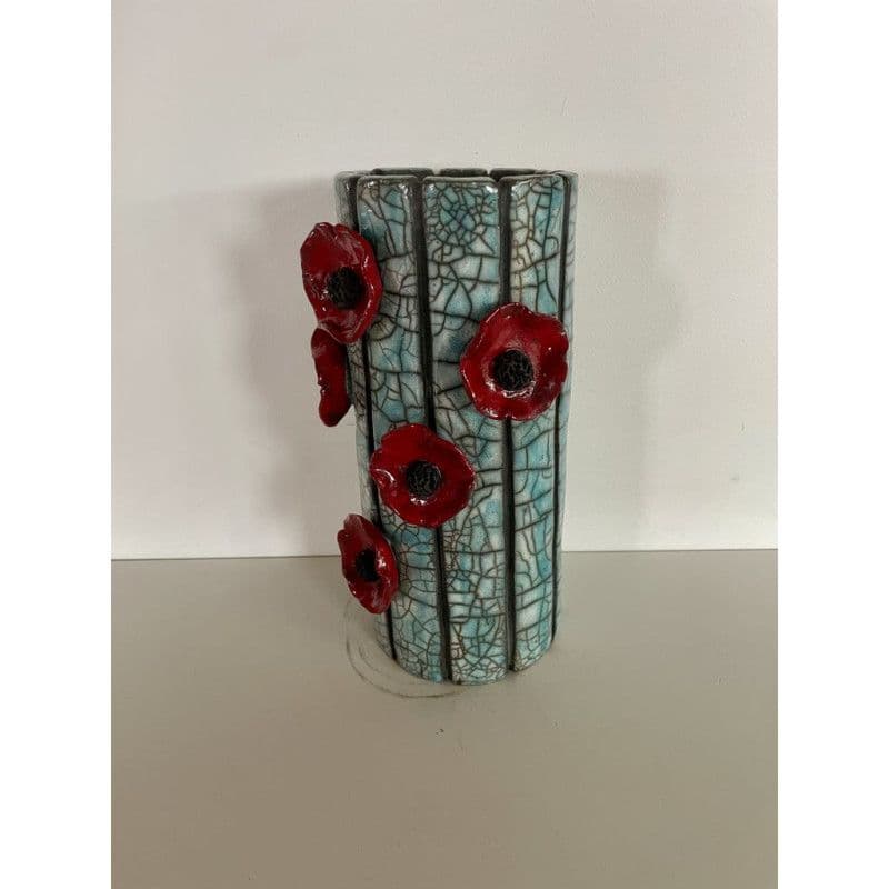 Vase céramique raku "coquelicots" — 6