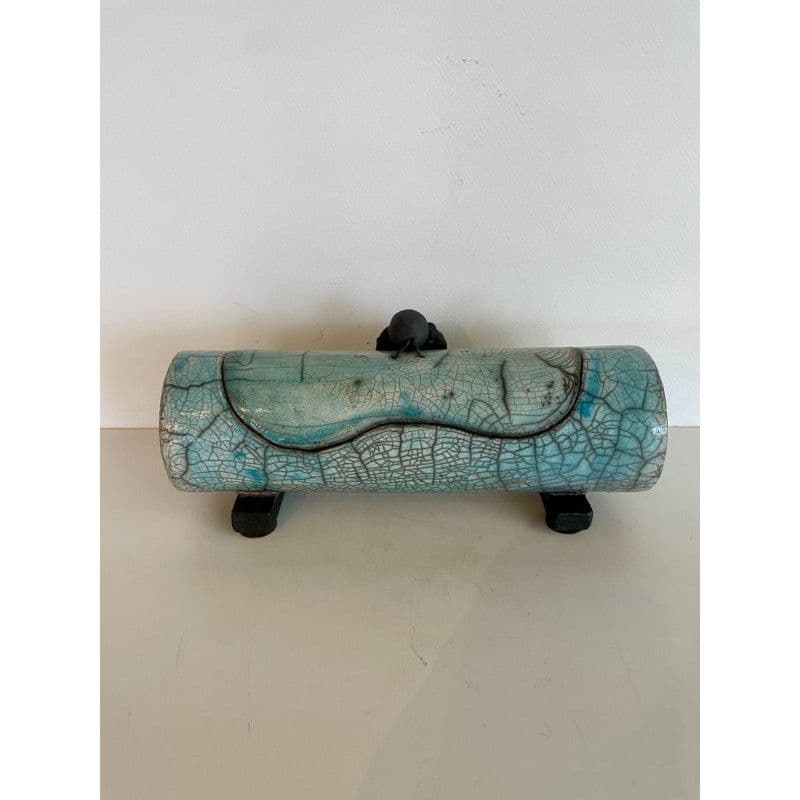 Lagon" box blue/green Raku ceramic — 4