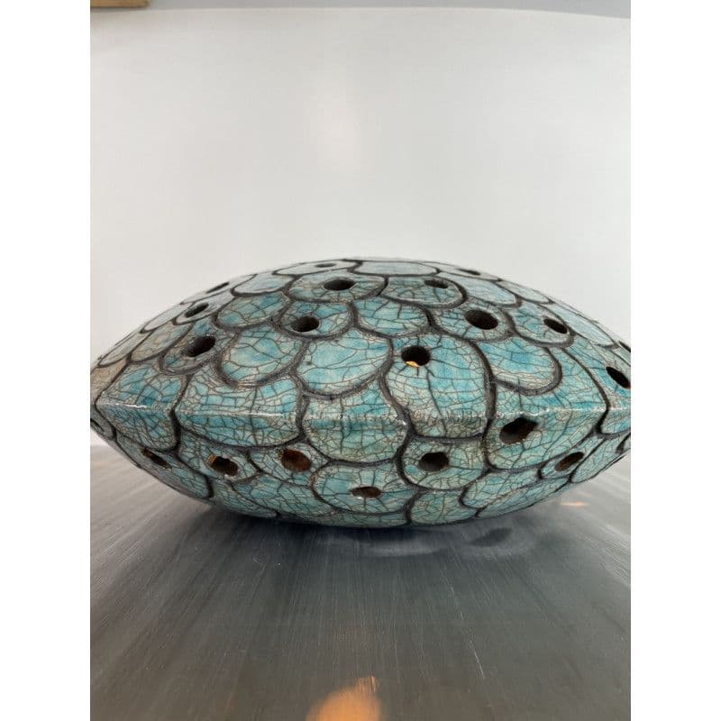 Lampe "Astre" Céramique Raku Bleu — 3