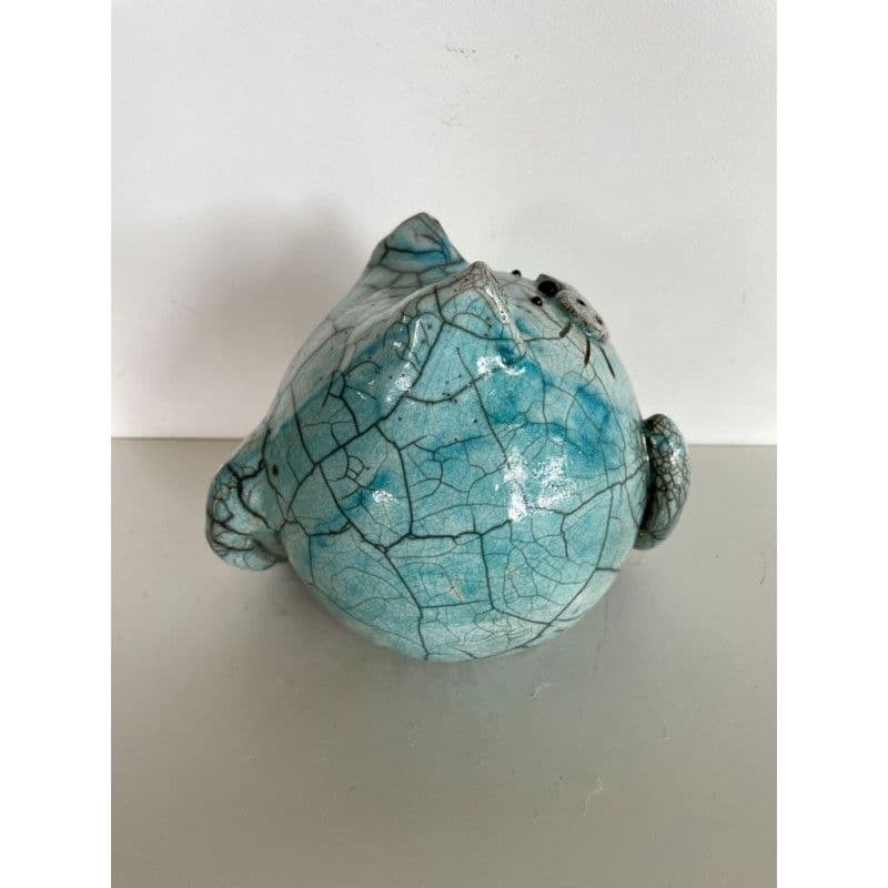 Chat "Cachou" Bleu Céramique Raku — 4