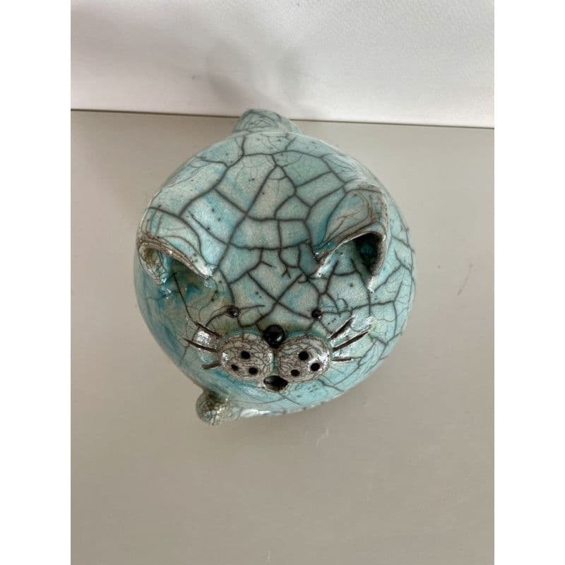 Chat "Cachou" Bleu Céramique Raku — 7