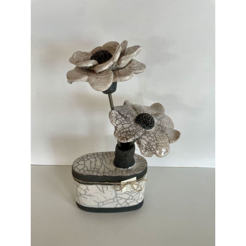 Vase "Bouteille" et ses fleurs Céramique Raku — 3