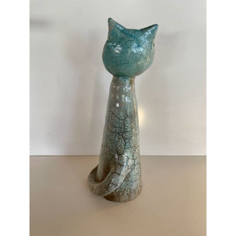Large Cat Photophore "Mistigris" in Raku Ceramic — 7