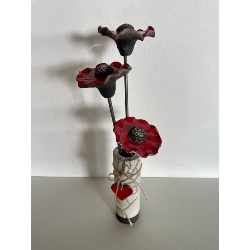Soliflore et ses Coquelicots Céramique Raku — 4