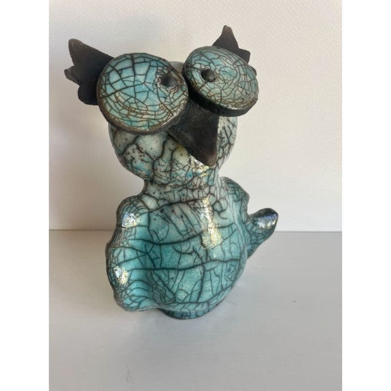 Chouette Turquoise Céramique Raku — 8