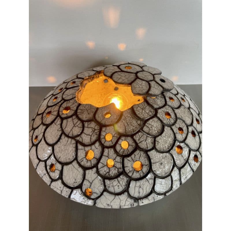 Lamp "Astre blanc" Raku ceramic — 2