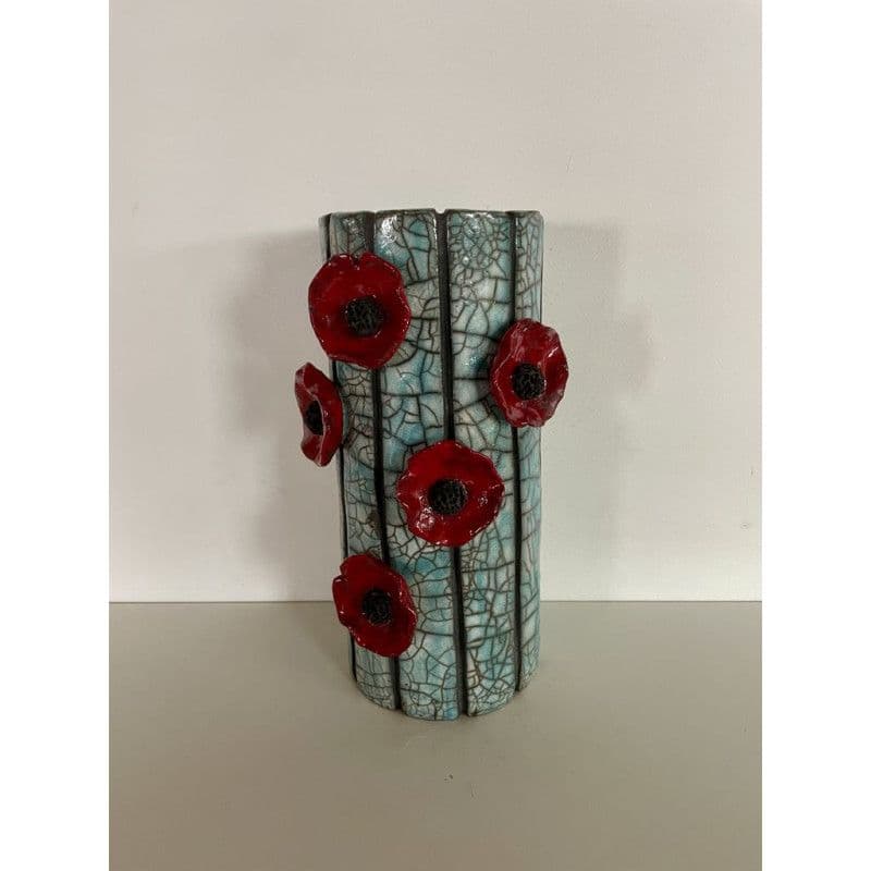 Vase céramique raku "coquelicots" — 1