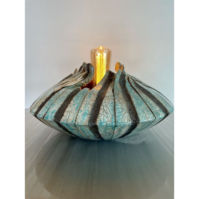 Lampe "Lunaire" Céramique Raku Bleu/Vert — 3