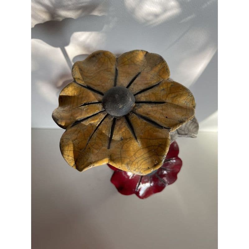Raku Ceramic Vase and its 3 flowers — 6