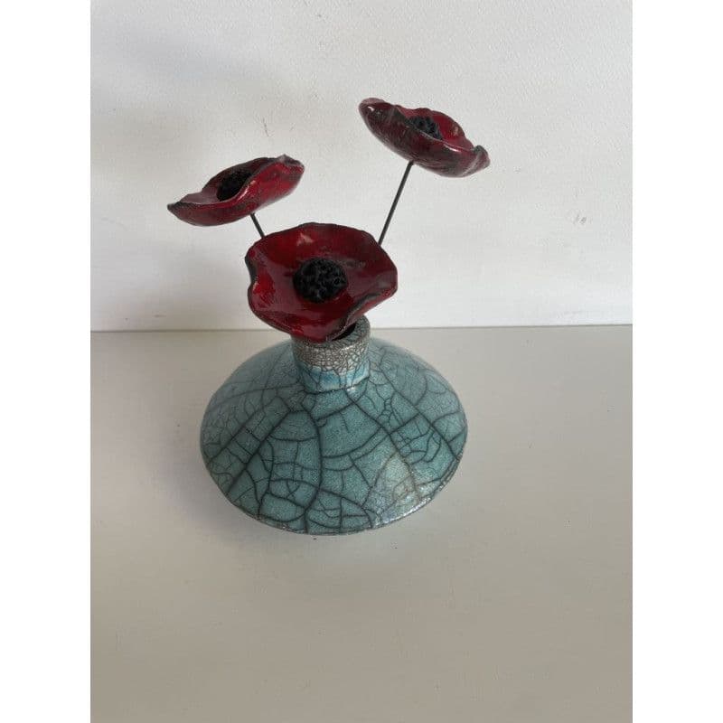 Vase "Zen" Céramique Raku Bleu/Turquoise — 2