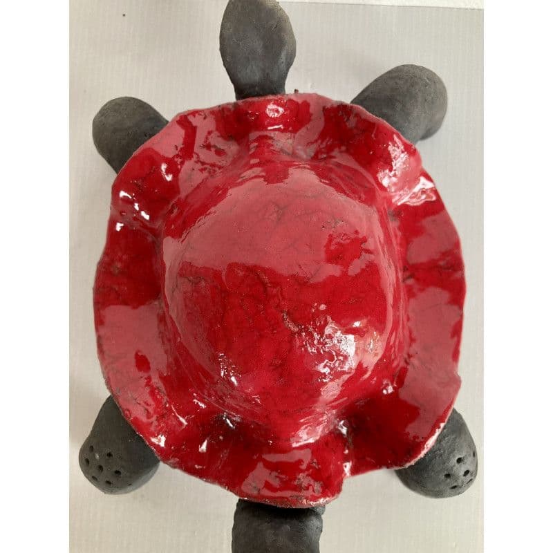 Tortue en céramique raku rouge — 4