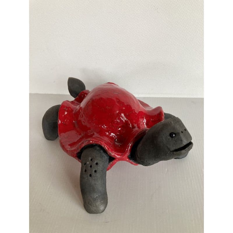 Tortue en céramique raku rouge — 2