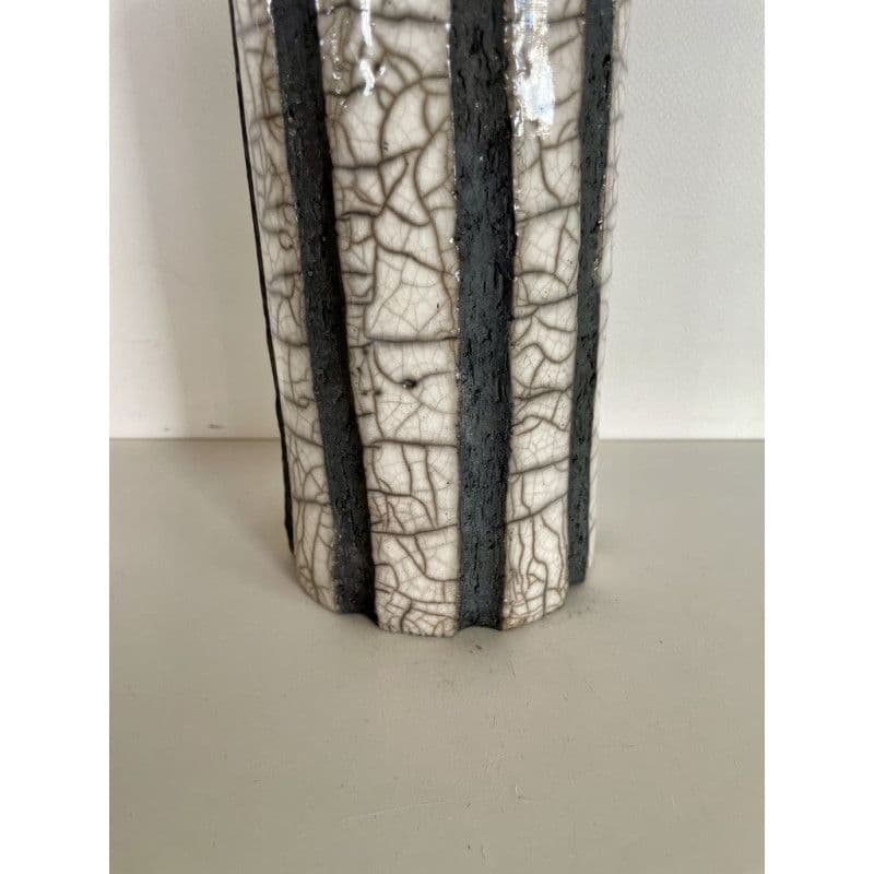 "Volcanic lava" White Raku ceramic vase — 6
