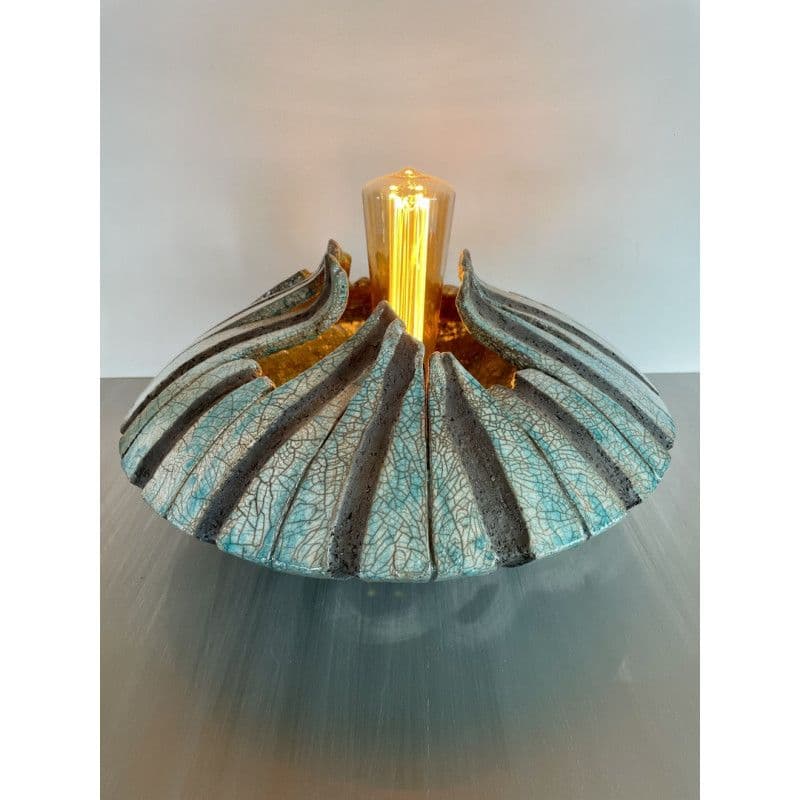 Lampe "Lunaire" Céramique Raku Bleu/Vert — 7