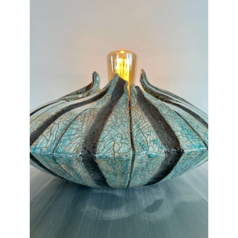 Lampe "Lunaire" Céramique Raku Bleu/Vert — 8