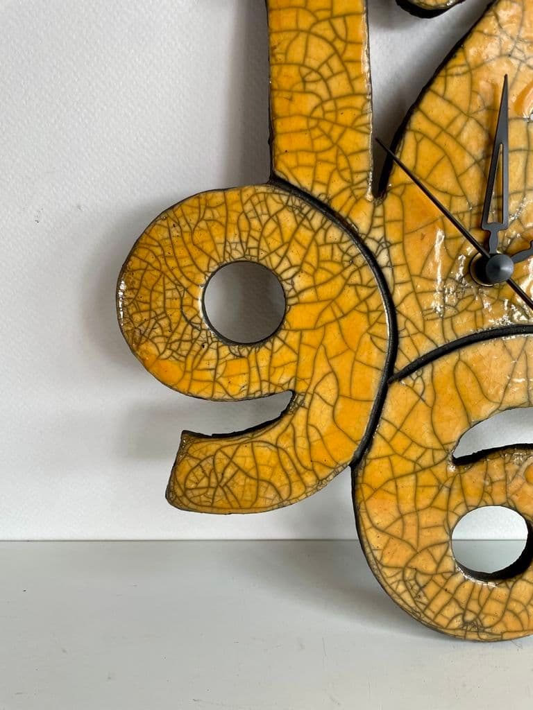 Pendule Céramique Raku Jaune — 2