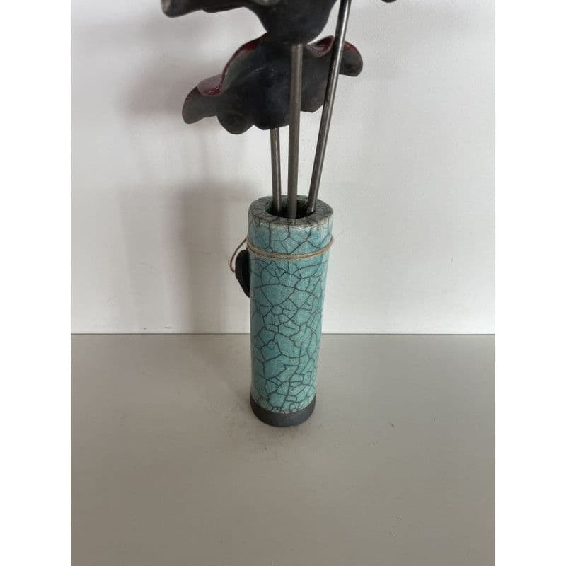Raku Ceramic Vase and its 3 flowers — 5