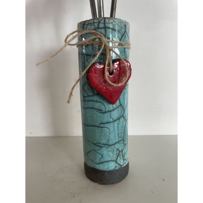 Raku Ceramic Vase and its 3 flowers — 3