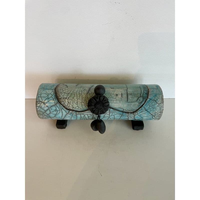 Lagon" box blue/green Raku ceramic — 2