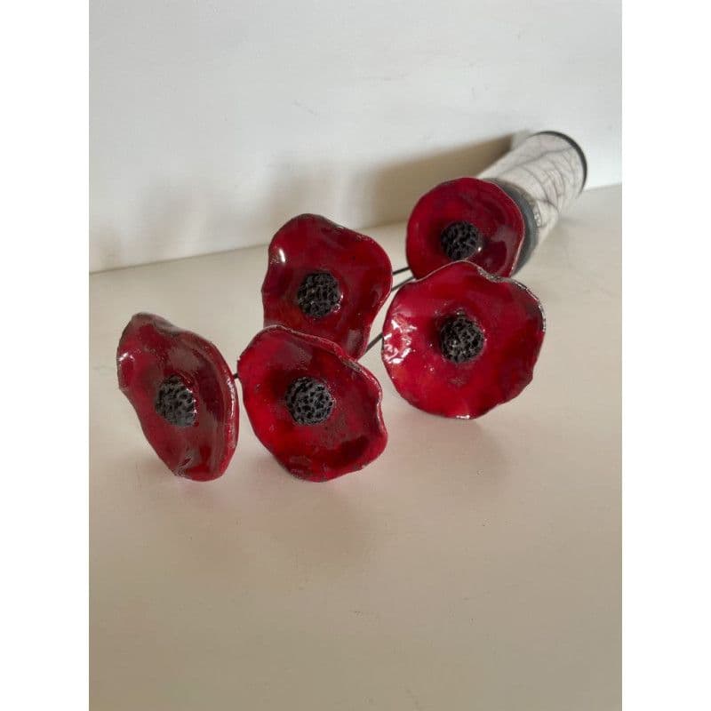 Soliflore et ses Coquelicots Céramique Raku — 2
