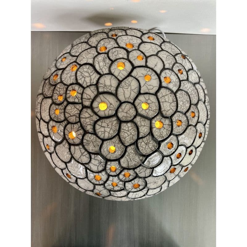 Lamp "Astre blanc" Raku ceramic — 4