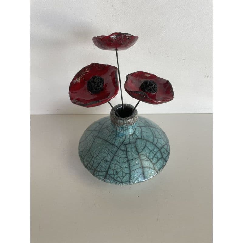 Vase "Zen" Céramique Raku Bleu/Turquoise — 1