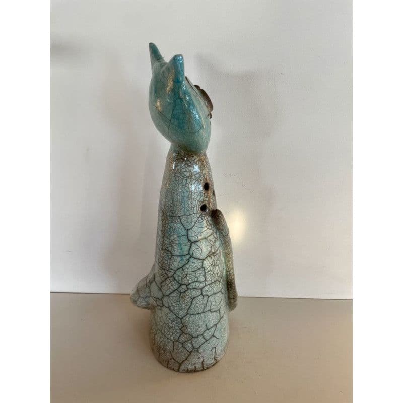 Large Cat Photophore "Mistigris" in Raku Ceramic — 8