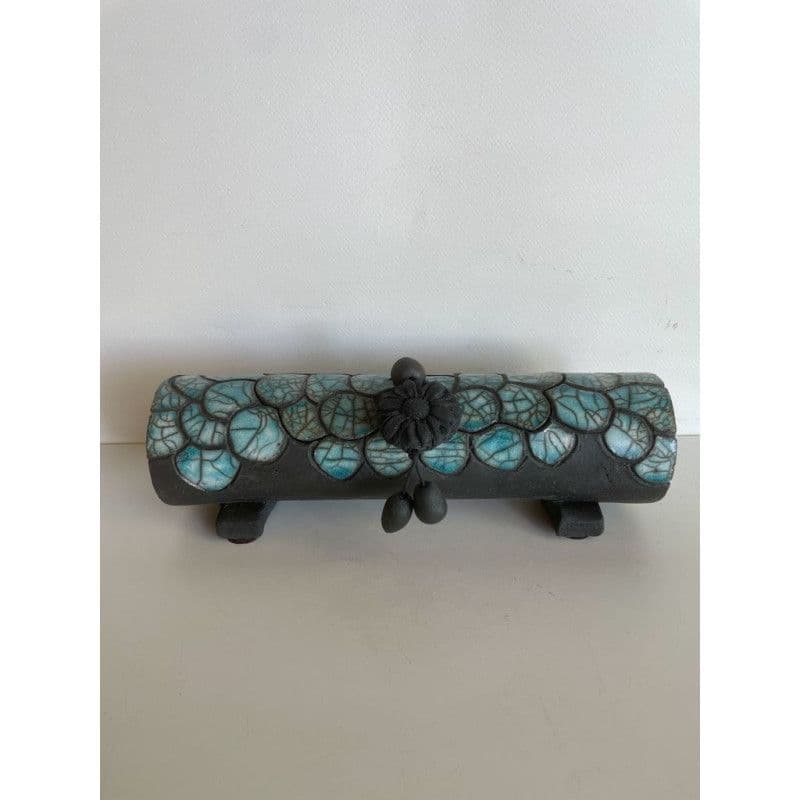 Boîte "Croco" Céramique Raku Turquoise — 1