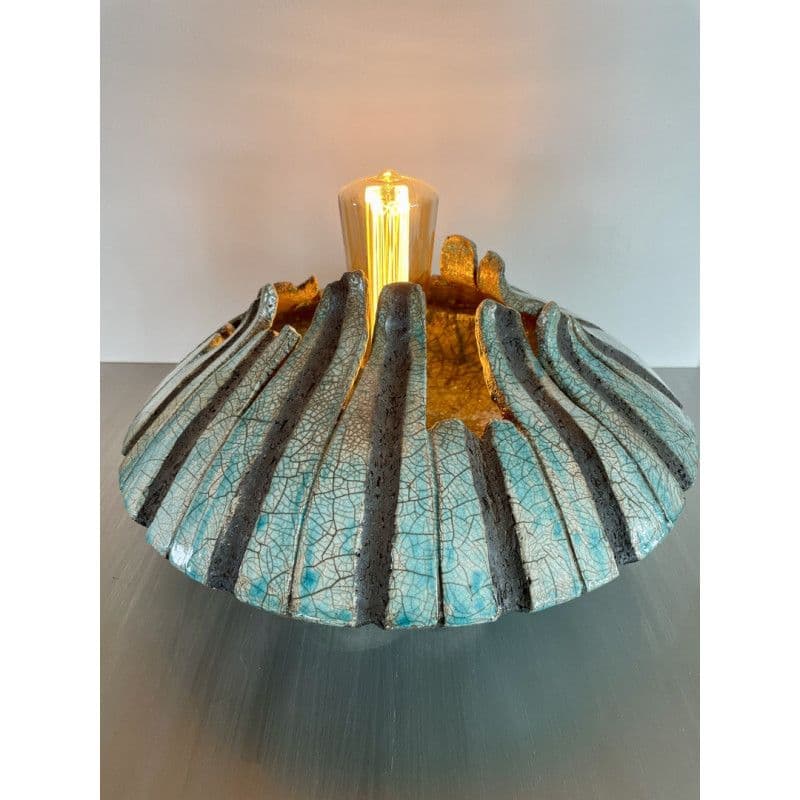 Lampe "Lunaire" Céramique Raku Bleu/Vert — 6